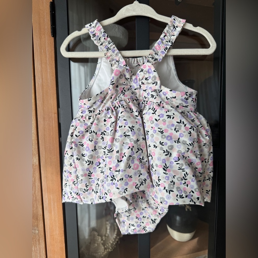 Kate Spade floral swimsuit one piece bow ruffle skirt baby girl ditsy print